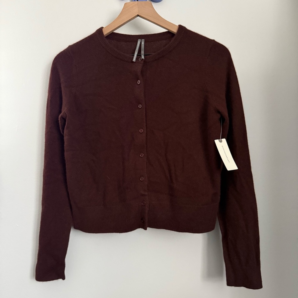 Anthropologie XS NEW Juliet Cardigan Cashmere Chocolate Brown Office Minimal